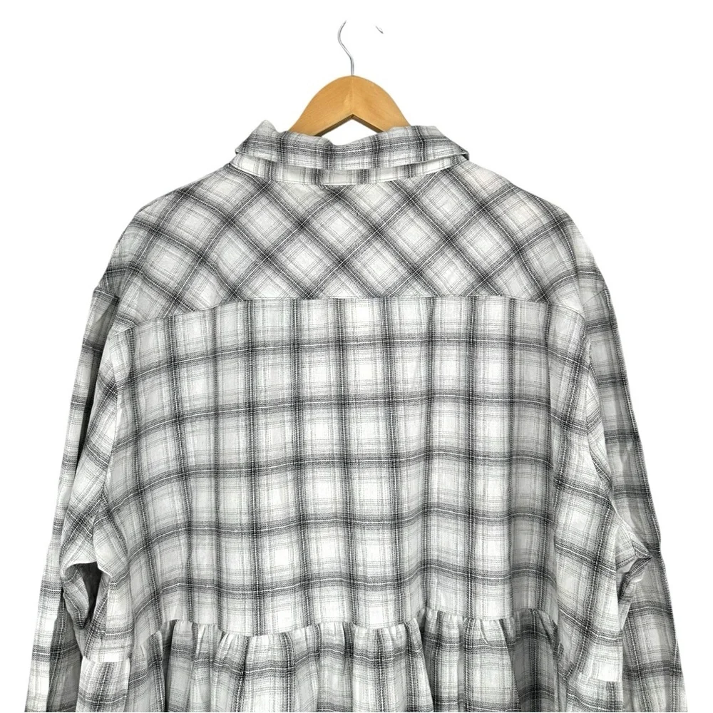 Heyson Make your Mark Top size 1X Plaid Long Sleeves Babydoll NWT
